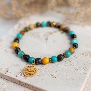 Bransoletka mix kamieni z zawieszką oko proroka