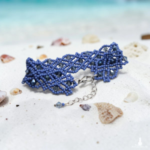 delikatna koronkowa bransoletka - niebieska