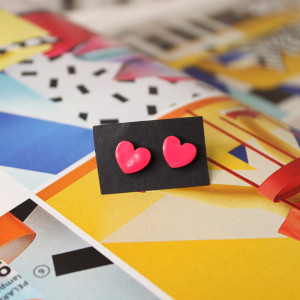 Drewniane kolczyki sztyfty Serce serduszko