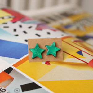 Drewniane kolczyki sztyfty gwiazda star