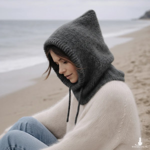 Delikatna balaclava kominiarka kaptur czapka alpaka jedwab ręczna robota kolory