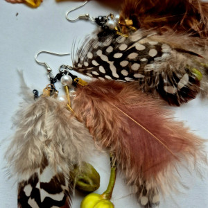 Kolczyki pióra i tworzywo