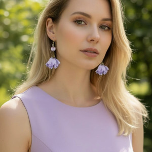delikatne kolczyki - fioletowe kwiatki