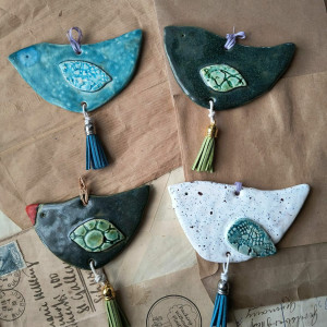 Zestaw 4 ptaszków z chwostami