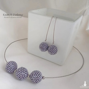 Komplet - naszyjnik z kuleczkami i kolczyki - wykończenia ze stali chirurgicznej