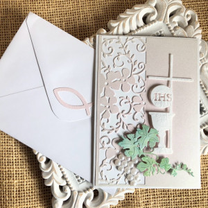 415, KOMUNIA, Kartka na komunię  do koperty z życzeniami