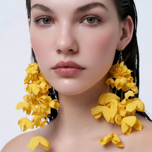 Kolczyki lekkie żółte kwiaty