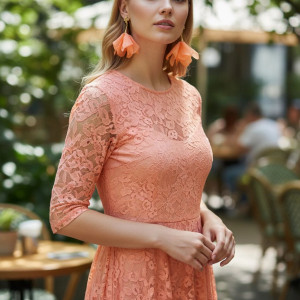 eleganckie szyfonowe wiszące kolczyki morelowe