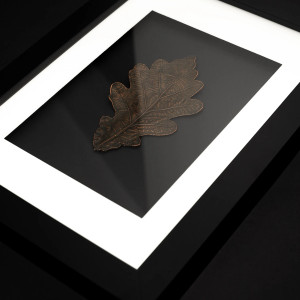 Miedziany Liść Dębu. Nowoczesny Obraz w Ramie 3D. Dekoracja Ścienna