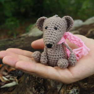 BEŻOWY SZCZUREK - brelok, zawieszka do torby, plecaka, kluczy