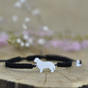 Nowofundland - bransoletka z psem, srebro 925