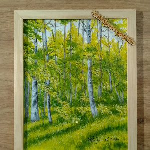 POMYSŁ NA SPERSONALIZOWANY PREZENT- UNIKALNY OBRAZ W RAMIE Z CYTATEM- POLSKI PEJZAŻ "W GŁĘBI BRZÓZ"