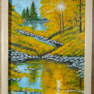 POMYSŁ NA SPERSONALIZOWANY PREZENT- UNIKALNY OBRAZ W RAMIE Z CYTATEM- POLSKI PEJZAŻ "KAMIENNY BRZEG"