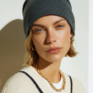 Czapka  damska męska szara  wiosenna