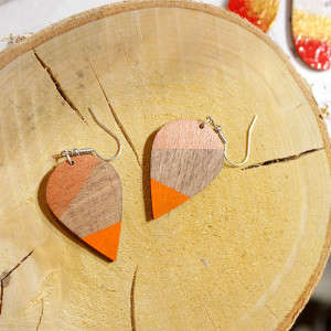 Drewniane kolczyki Geometryczne