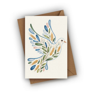 Kartka z Gołębiem- na Chrzest Święty, Komunię, Bierzmowanie