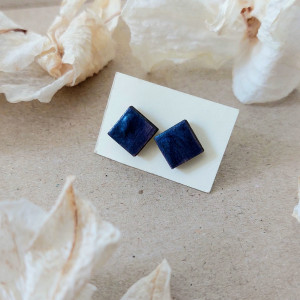 ✨ Kolczyki „Deep Navy Diamonds” – Kosmiczny Granat