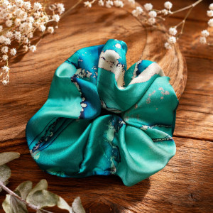 Gumka satynowa z miękkiej satyny delikatna pastelowa modna fala marmur farba rozlana