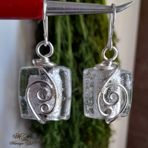 Eleganckie Kolczyki Szkło Weneckie z Miedzią, Ręcznie Robione, 3,5 cm