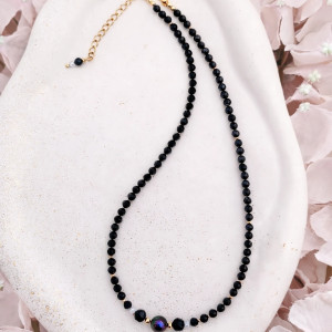 Naszyjnik Harmonia nocy - Czarny turmalin, czarna perła, cyrkon