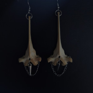 Kolczyki z kręgów dzika długie z kolcem