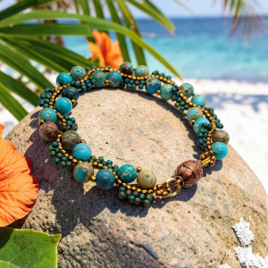 niebieski jaspis cesarski - bransoletka na magnes