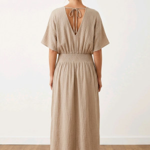 Sukienka beżowa bawełniana długa