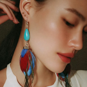 Kolczyki lekkie długie pióra