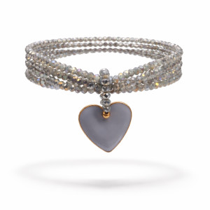 Bransoletka kaskadowa z kryształków z zawieszką w kształcie serca - gołębi błękit