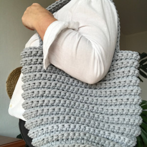 Torebka damska,na ramię, koszyk ze sznurka szary.