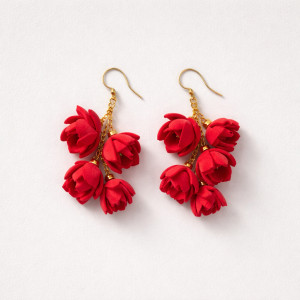 Kolczyki  zgrabne czerwone kwiatki