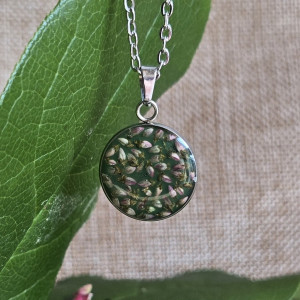 Srebrna zawieszka srebrny wisiorek kwiat naszyjnik żywica zielona