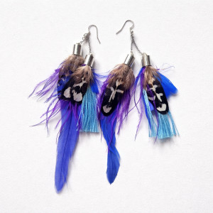 Kolczyki  długie pióra I chwosty