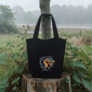 Bawełniana  torba z haftowanym wężem