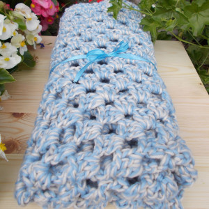 Kocyk niebiesko kremowy melanż