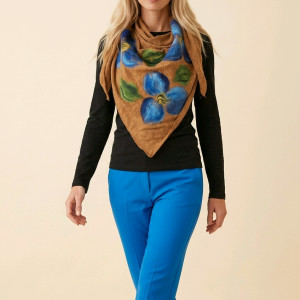 Miodowa chusta handmade wełniana