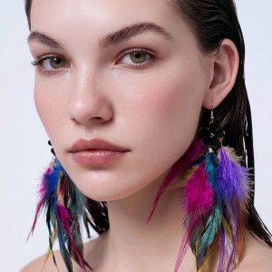 Kolczyki  długie pióra