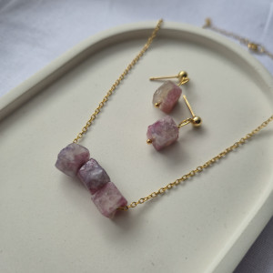 Komplet naszyjnik i kolczyki z turmalinem