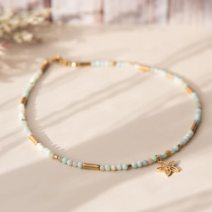 Naszyjnik choker ✧ LITTLE FLOWER ✧ amazonit i hematyt