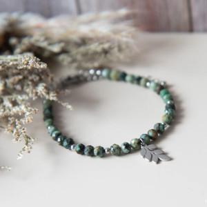 Bransoletka AUTUMN LEAF ✧ turkus afrykański ✧ liść