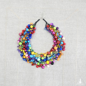 7061 kolorowy, tęczowy naszyjnik statement, kolia, korale