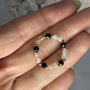 Pierścionek kamienie naturalne Cytryn & spinel