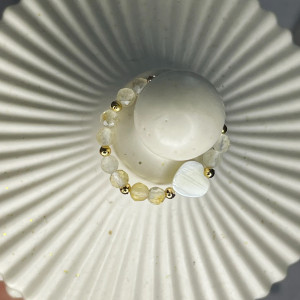 Pierścionek kamienie naturalne- Cytryn & masa perłowa