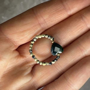 Pierścionek Mocy- Agat Indyjski & Jaspis Dalmatyński