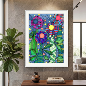 19. ROBO-KWIATKI - rysunek, plakat.