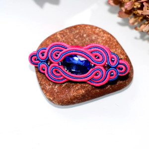 Spinka do włosów Sutasz Fuksja Kobalt | Elegancka Ozdoba z Kryształem | Rękodzieło