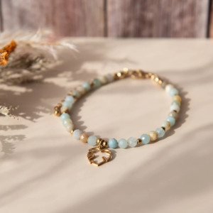 Bransoletka MONSTERA MINT ✧ amazonit ✧ liść monstery