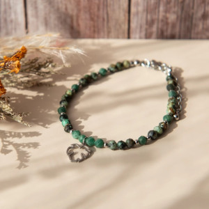 Bransoletka MONSTERA DELICIOSA ✧ awenturyn i turkus afrykański ✧ liść monstery