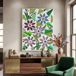 20. KWIATY GEOMETRIA- rysunek, plakat.