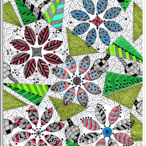 20. KWIATY GEOMETRIA- rysunek, plakat.